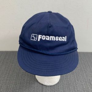 Vintage Foamseal Rope Baseball Hat Mens Adjustable Navy Blue Strapback Cap Crown